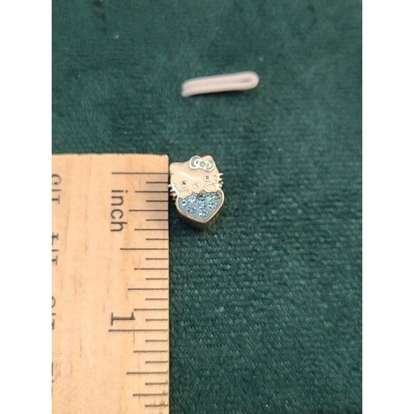 Sterling Silver Hello Kitty Charm – Blue Heart Rhinestones, Sanrio 925 Bead - Picture 3 of 3